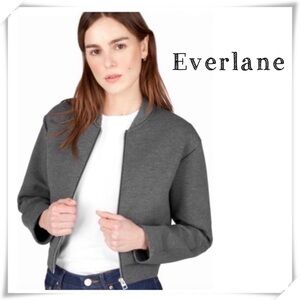 Everlane Street Fleece Cropped Bomber Jacket in Charcoal Gray Size XS